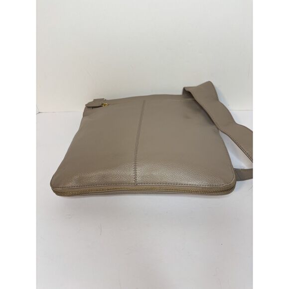 Radley London Beige Gray Leather Shoulder Bag Zip Top Crossbody Designer Purse - Picture 4 of 14